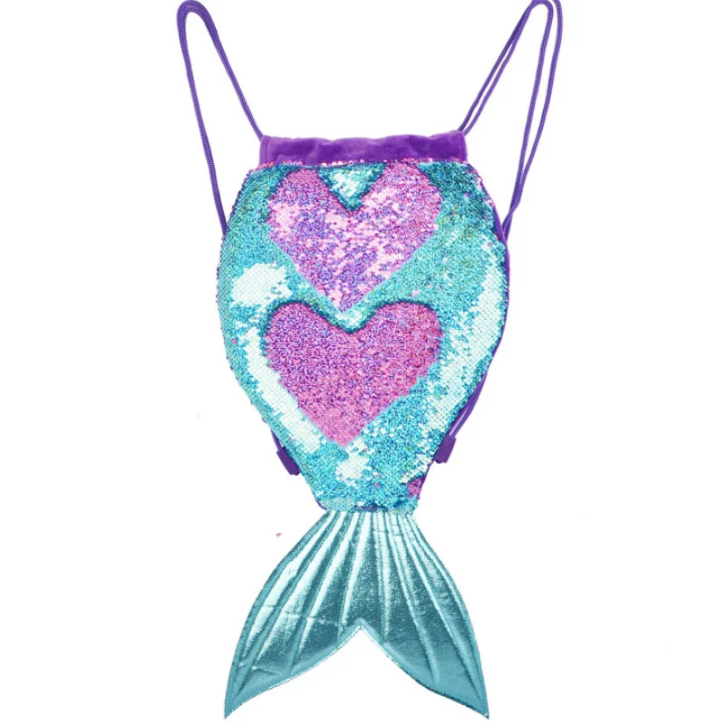 Одеяло хвост русалки с пайетками модная сумка на шнурке для девочек рюкзак