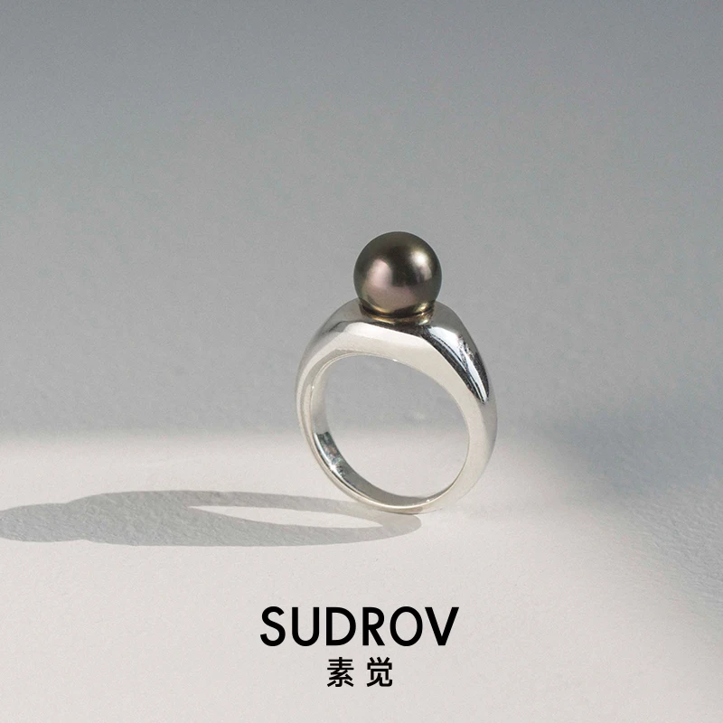 

Sudrov 2021new Light Luxury Minority Design Sterling Silver Black Pearl Ring for Women Simple Exquisite Fashion Ring