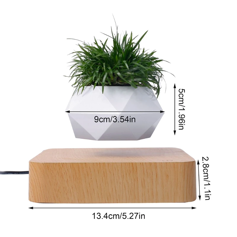 

P82C Levitating Air Bonsai Pot 360 Degree Rotation Flower Pot Planters Magnetic Suspension Floating Pot Potted Plant Home Desk