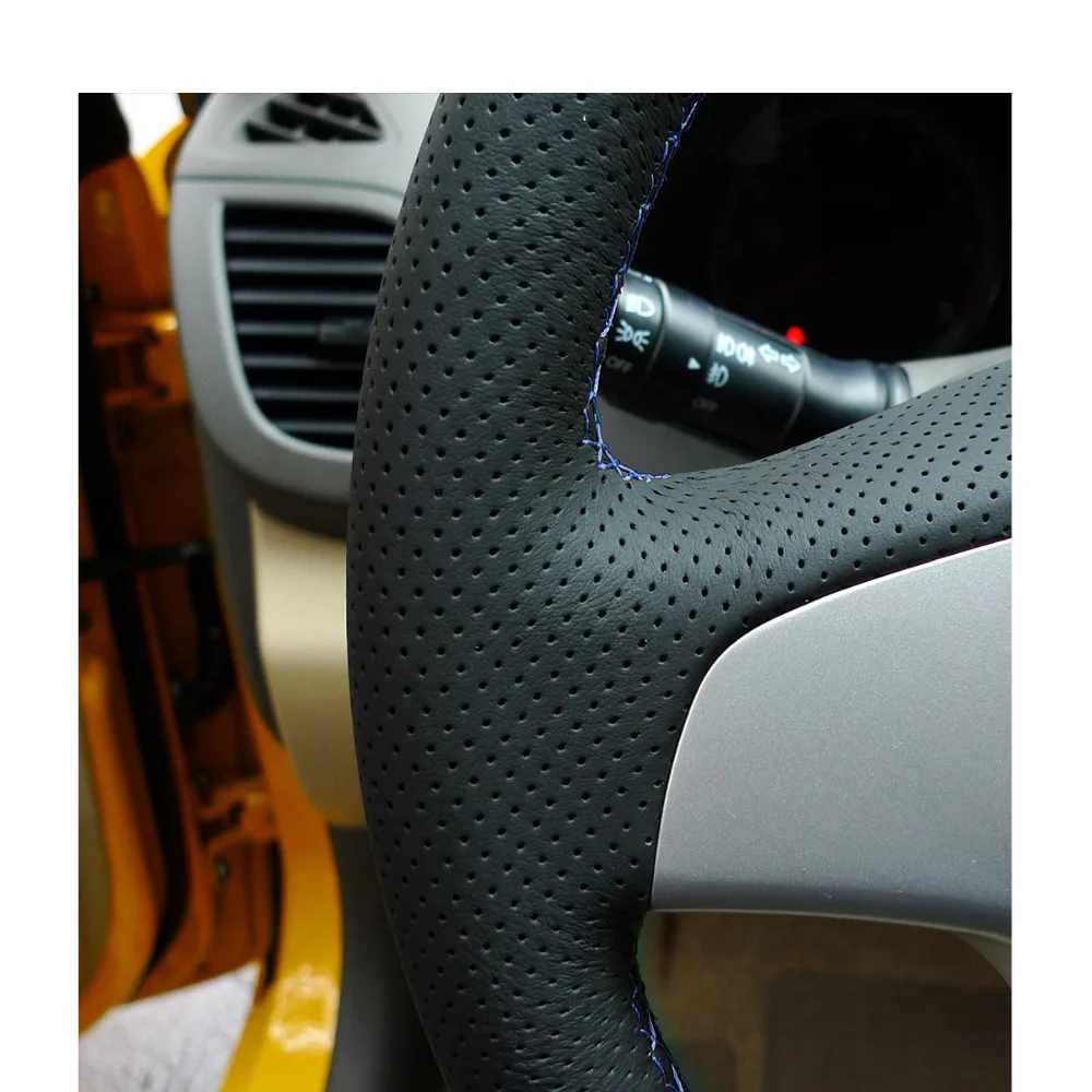 Черный чехол рулевого колеса автомобиля из искусственной кожи PU для Hyundai Solaris Verna