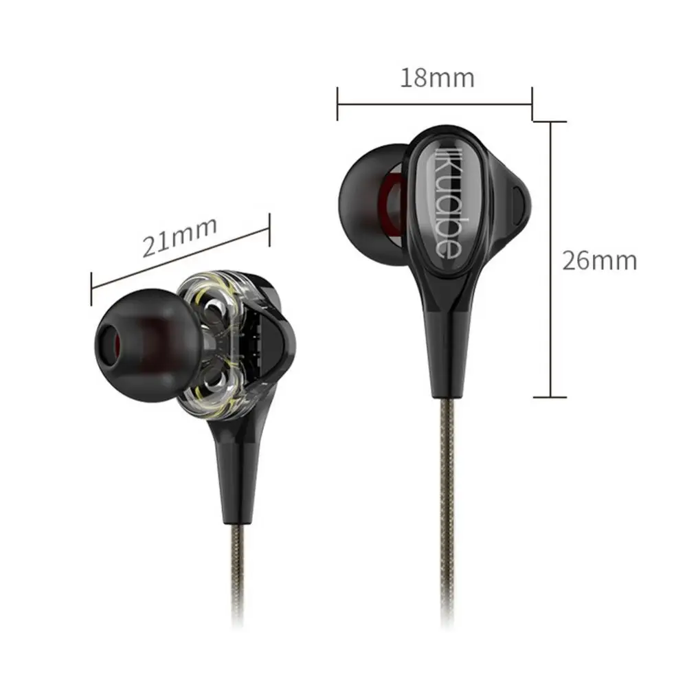 

Quad-core Dual-moving Coil Heavy Bass Sports Earphone Earbud Wired Headset With Microphone