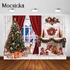 Mocsicka Рождественские фоны для фотосъемки Рождественская игрушка Белая стена камин украшение Фотофон для детской портретной фотосъемки