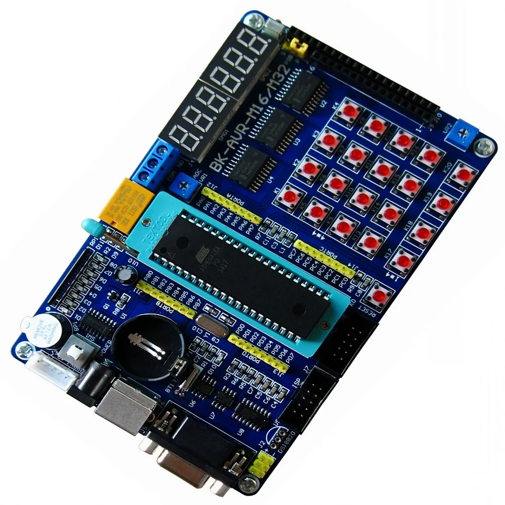 Бесплатная доставка ATMEGA16 макетная плата AVR микроконтроллер обучающая + ISP