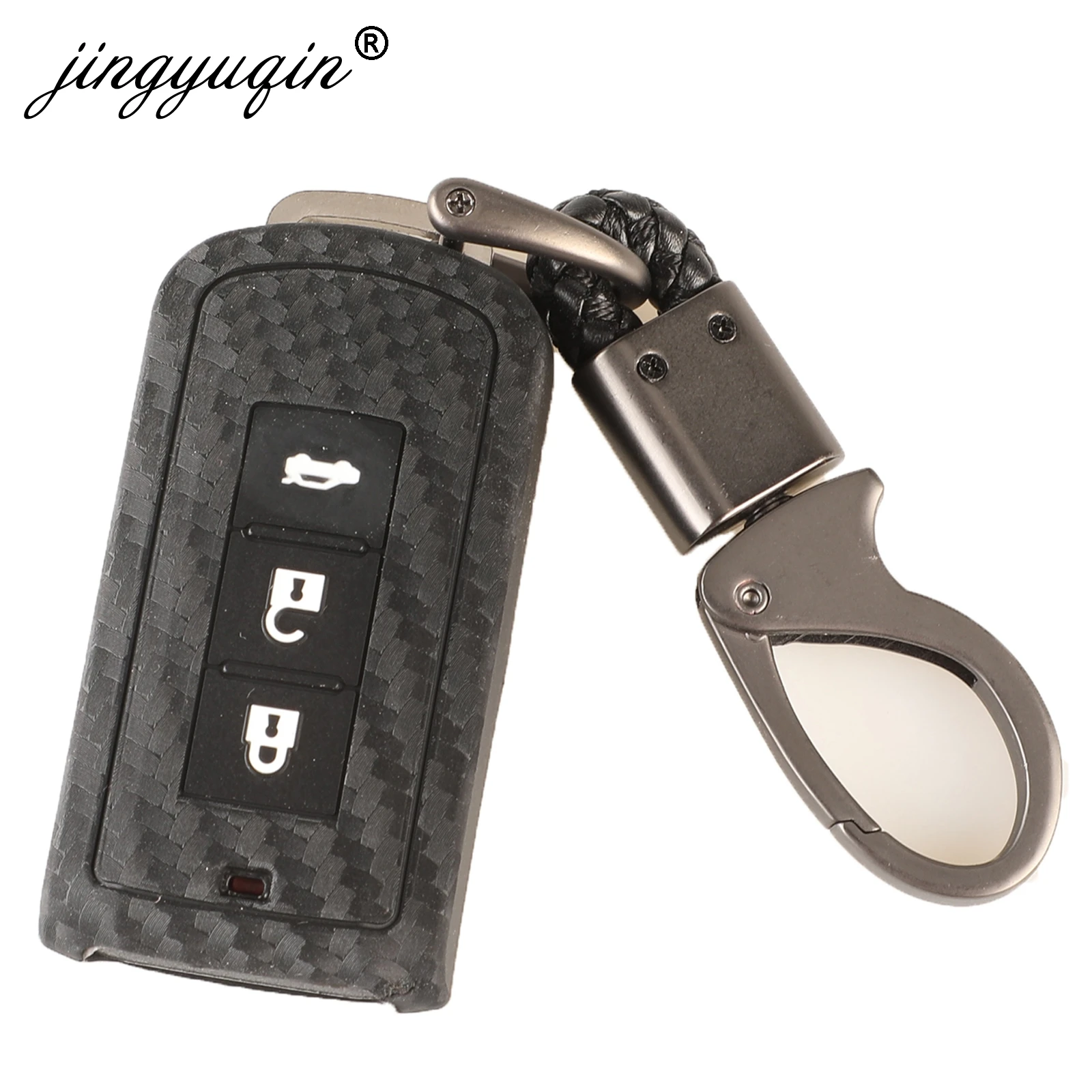 

jingyuqin Car Key Case set fob for MITSUBISHI Outlander Lancer EX ASX Colt Grandis Pajero Sport Remote key Fiber Silicone Cover