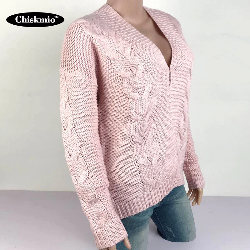 Женский плотный вязаный свитер Chiskmio Свободный кардиган с длинными рукавами