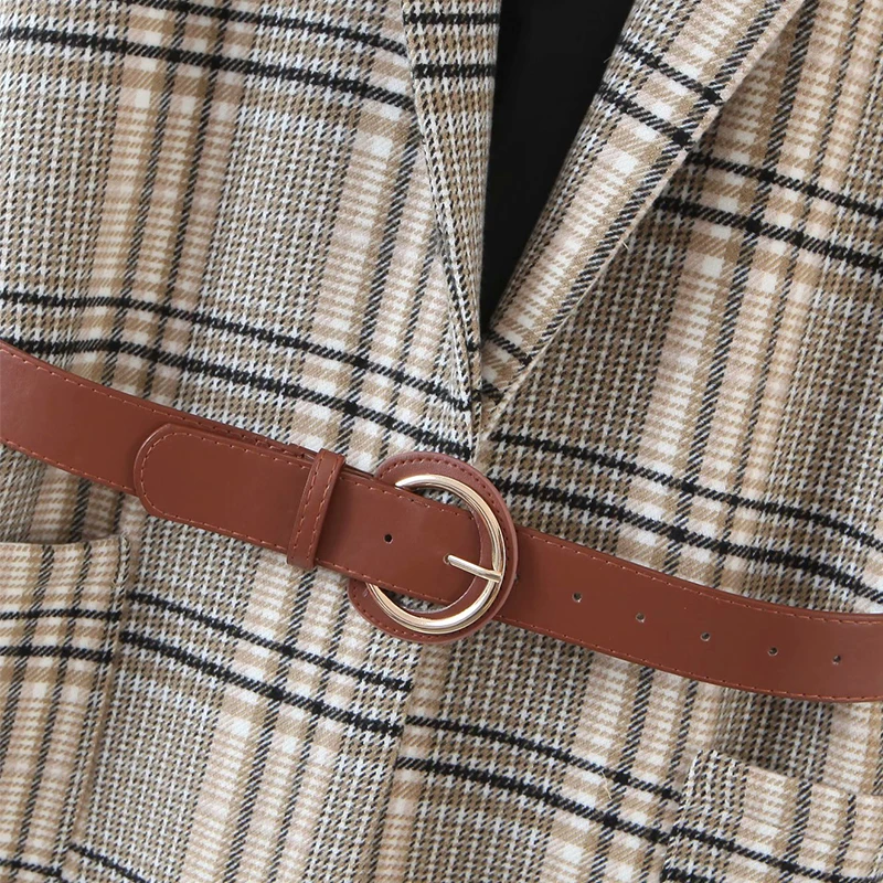 

2020 New Women Autumn Winter Plaid Vest Coats With Belt Down Cotton Jacket Parkas Female Warm Thick Pocket Cold Outwear