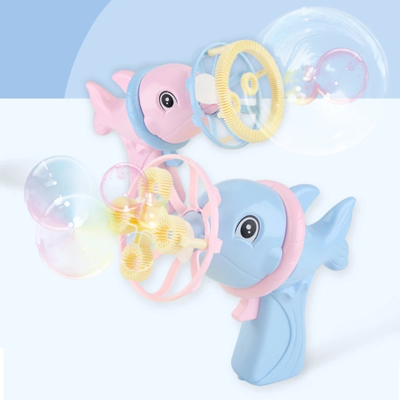 

1PC Summer Toy Outdoor Game Dual Head Hair Dryer Bubble Machine Realistic Mini Fan Bubble Guns Outdoor Gift for Toddler