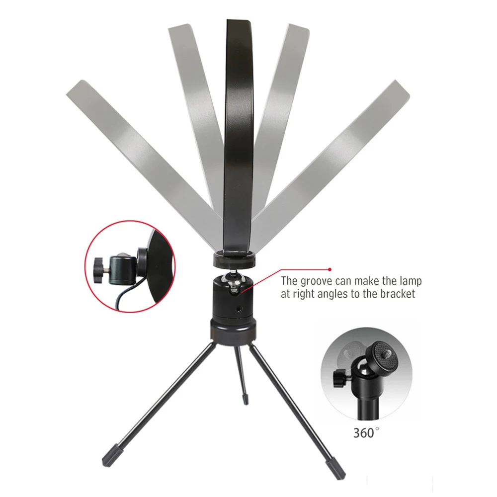 Photography LED Selfie Ring Light Dimmable Camera Phone Lamp 10inch With Table Tripods For Makeup Video Live Studio | Электроника