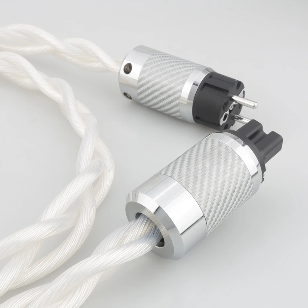 

5N OCC single crystal US & EU AC Audiophile audio amplifier DAC filter HIFI silver Power cable Carbon fiber rhodium plating plug