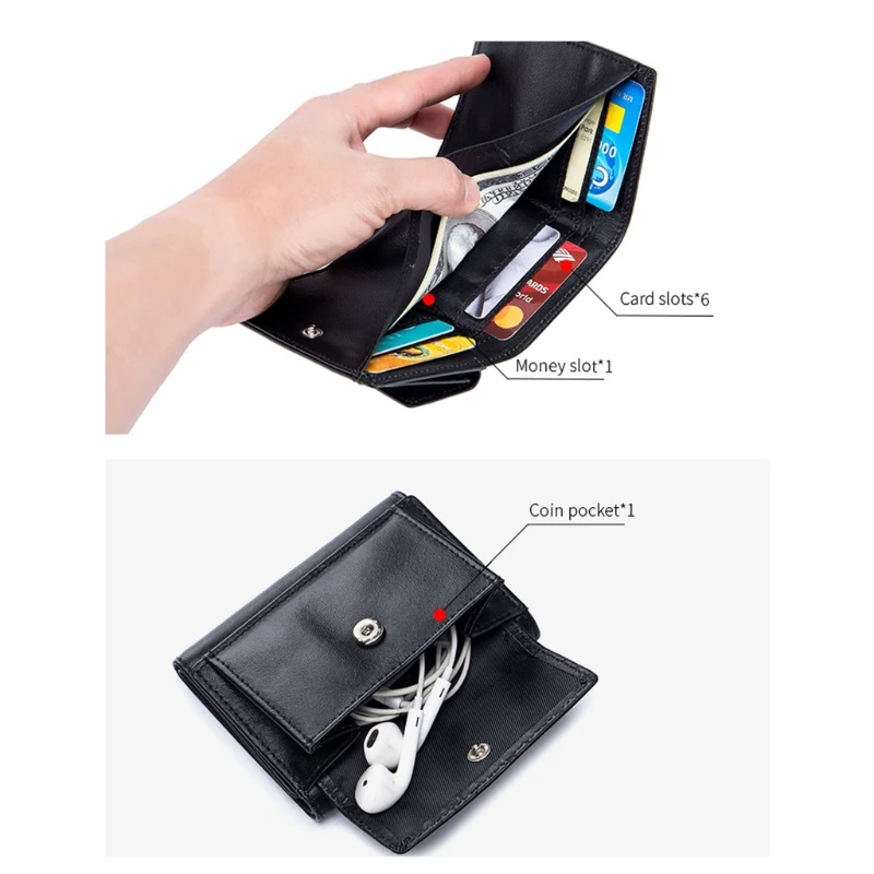

Men RFID Blocking Wallet Vintage Leather Short Purse Small Coin Change Pocket Portable Mini Money Bag