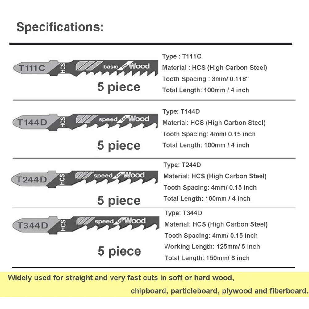 Набор пилочных полотен для лобзика 20Pcs/40Pcs из металла и дерева, различные полотна для работы с деревом T144D/T244D/T118A/T111C/T344D, электроинструмент