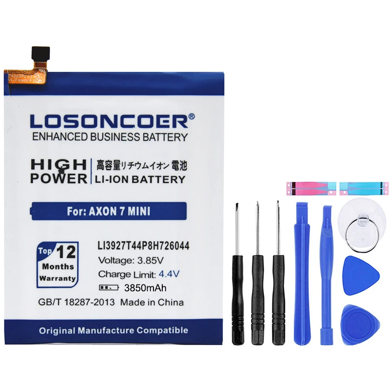 Аккумулятор LOSONCOER 3850mAh Li3927T44P8H726044 для zte Axon 7 Mini 5,2 дюймов аккумулятор для мобильного телефона+ Подарочные инструменты+ наклейки