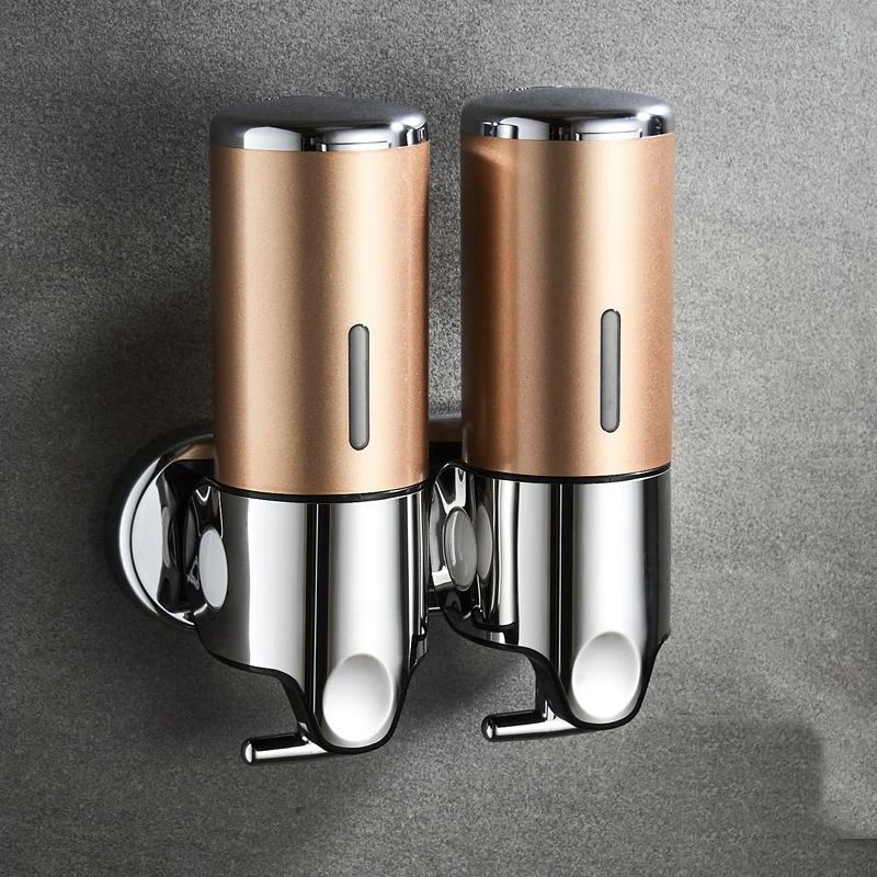 Gold 1000ml Luxury 1500ml SoapDispenser Wall Mount 3 Heads ABS Electroplated Shampoo Dispenser Punch Selection for Bathroom Accessories - Цвет: Gold 1000ml