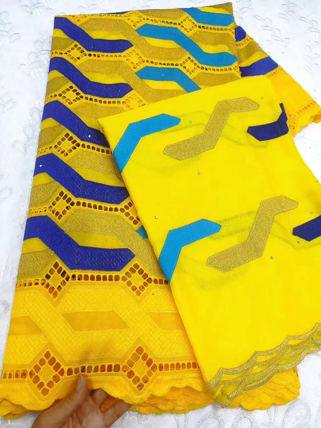 

2020 High Quality African Swiss Voile Lace Fabric With Stones 5+2 Yards Soft Embroidery Dry Voile Lace Materials In Switzerland