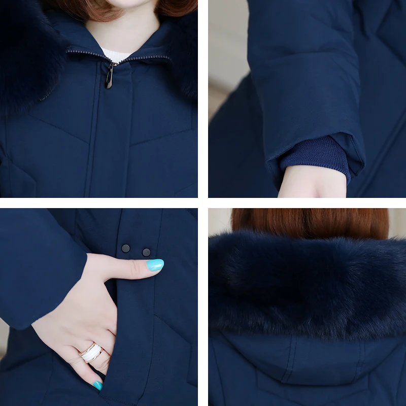 

Women's Jackets For Winter Office Ladies Slim Hooded Long Parkas Woman Solid Plus Size With Fur Collar Thick Female Coat Outwear