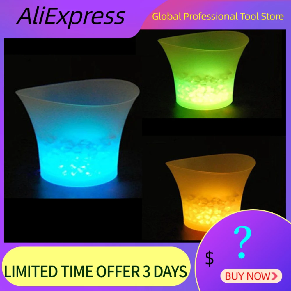 

Wholesale 5L Waterproof LED Ice Bucket with Color Light Flashing Cool Bars Nightclubs LED Night Party Champagne Beer Bucket