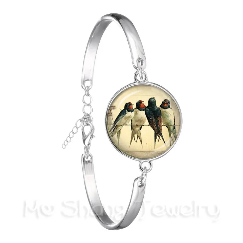 Ручной работы аксессуары зеленый браслет с колибри птицы в искусстве 18 мм