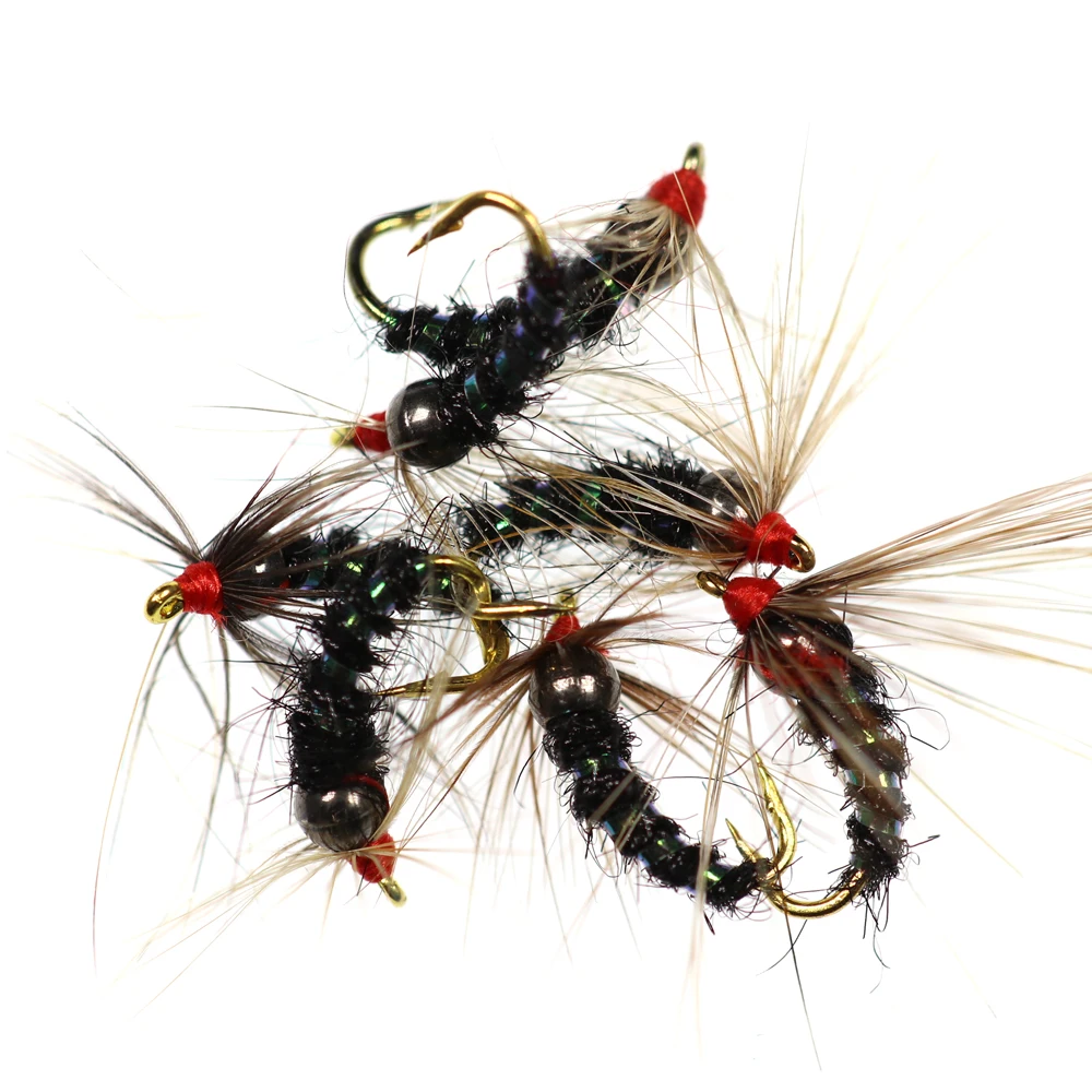 

6PCS #12 Tungsten Bead Head Nymph Fly Rainbow Trout Fly Fishing