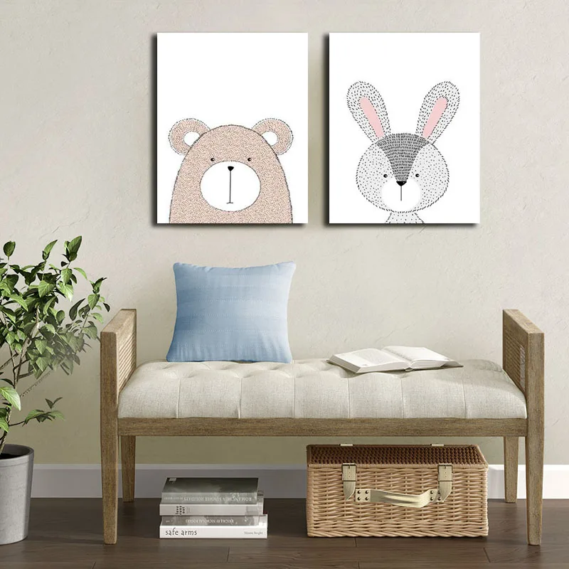 Children Room Lovely Animals Poster Painting Modern Wall Art Pictures Cuadros for Kids Posters Home Decoration | Дом и сад