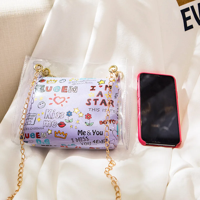 

Spring Summer Transparent Bag Female 2020 New Fashion Korean Style Cross-Body Shoulder Bag Jelly Small and Large Handbag #20
