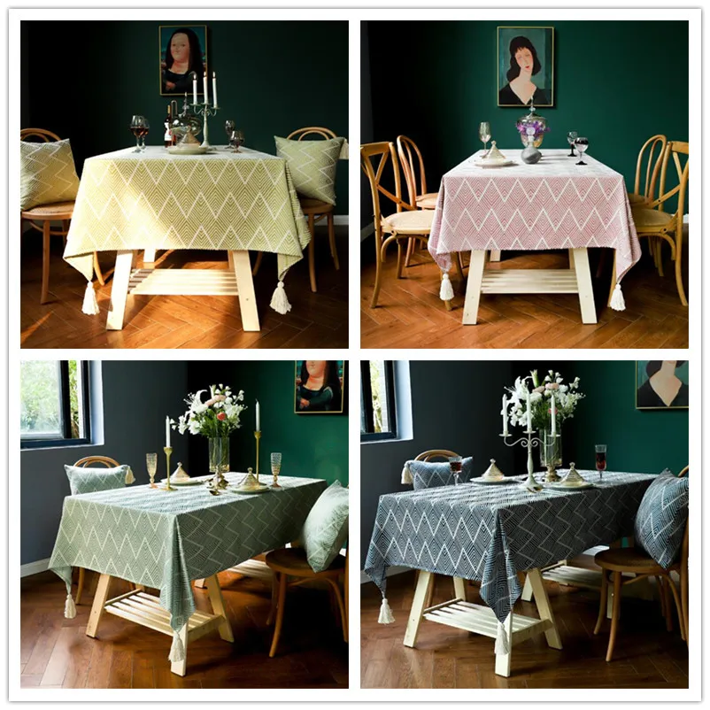 

Льняная жаккардовая скатерть с наволочкой, скатерть для обеденного стола, прямоугольная скатерть для украшения стола, каминная доска