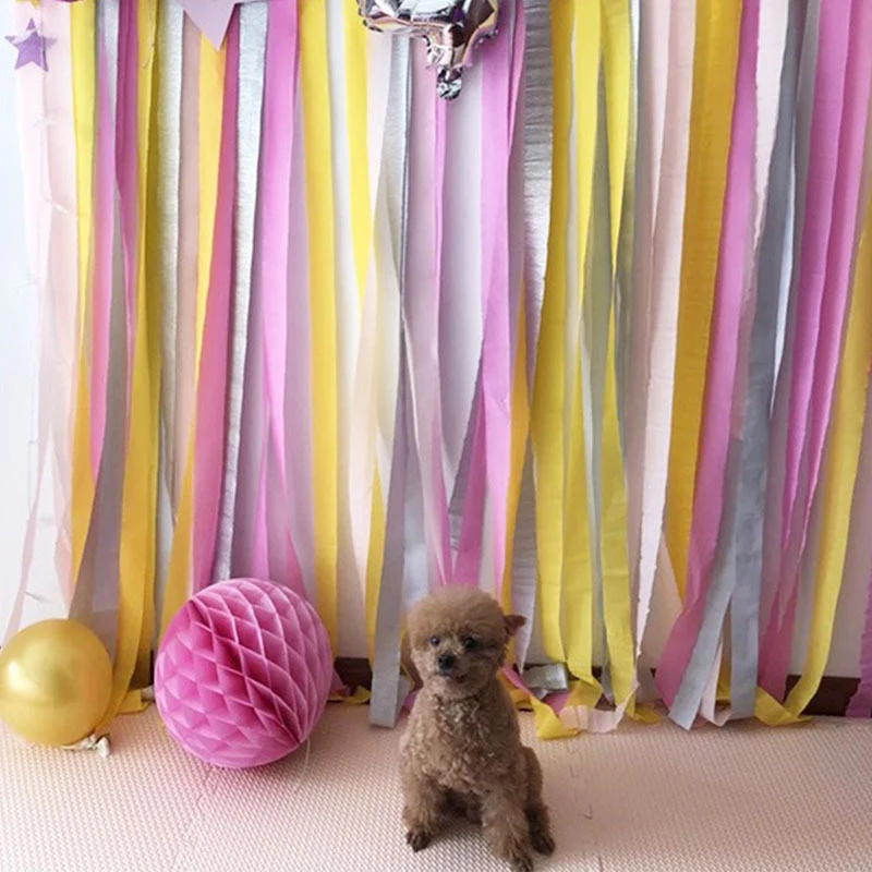 

3pcs/set Crepe Paper Streamers Set Party Backdrop Supplies DIY Colorful Crepe Paper Garland Wedding Birthday Decor