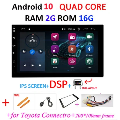 DSP ips для Nissan/hyundai/VW/TOYOTA/peugeot 307 2 din Android 10 Универсальный Автомобильный Радио ПК Мультимедийный плеер без dvd gps Авторадио - Цвет: TO F 2G16GDSP FULL