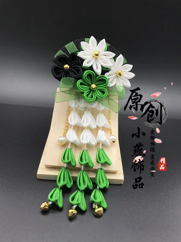 Новый японский оригинальный новый стиль волосатый орнамент веера с вишневым цветком и кисточкой для волос, изящная работа, цветок Сакура заколка на волосы.