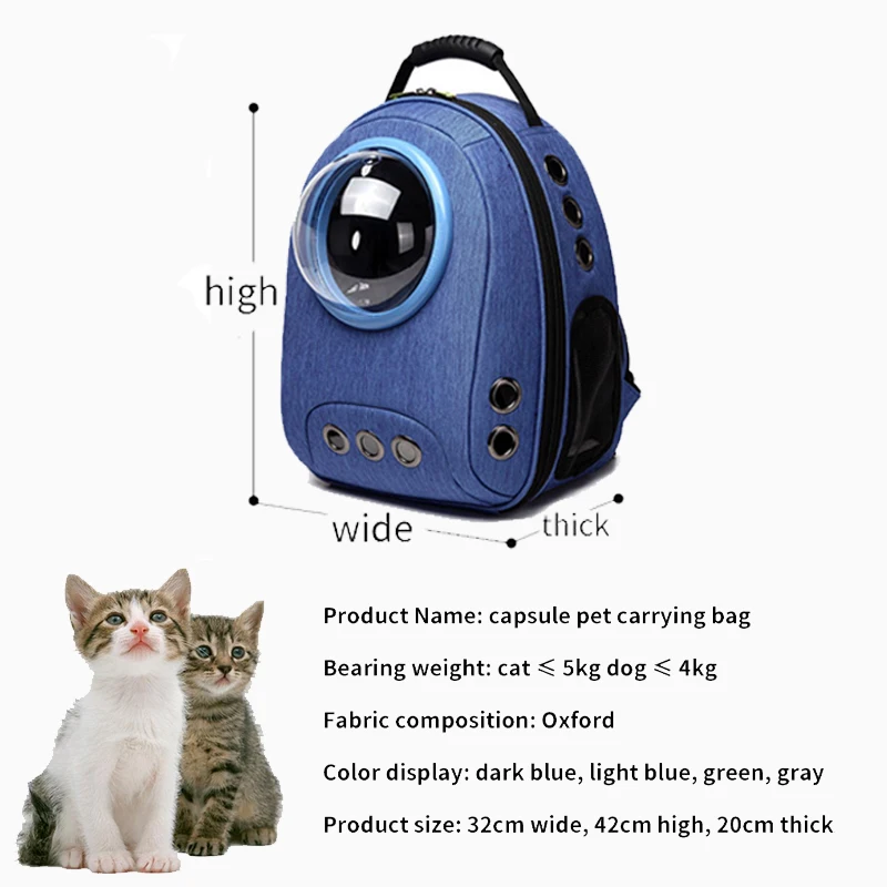 

Cat Carrier Bag Pet Backpack Travel Handbag Breathable Space Capsule Outdoor Portable Cats Transport Box Transparent Window
