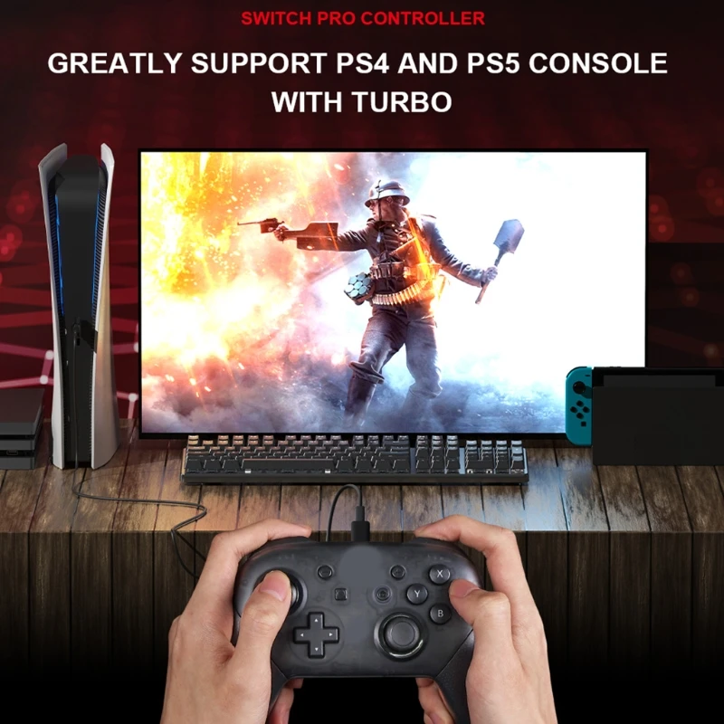 C1 Wired Somatosensory Gamepad Game Controller with 6-axis Gyroscope RGB Light Effect/R90 Adapter Compatible Switch | Электроника