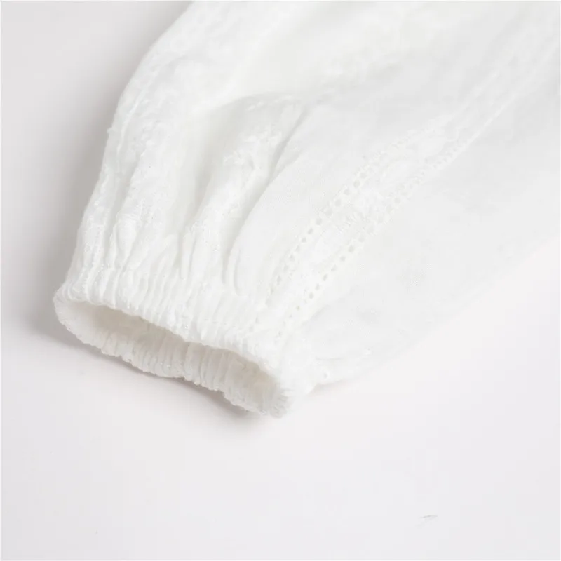 Женская блузка топ рубашки Корейская Милая Кружевная рубашка с вышивкой для