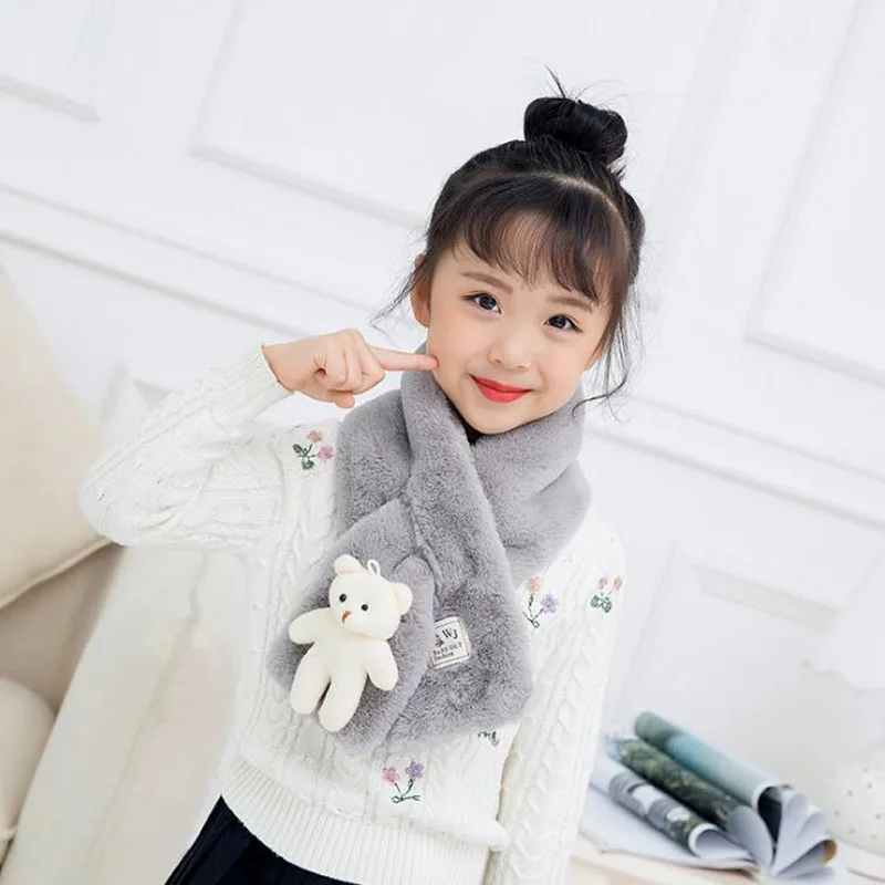 Gray H01 Calymel/ г. Осенне-зимний детский шарф, шерстяное одеяло для мальчиков и девочек, шарф, новые теплые шарфы с медведем, Короткая шаль, косынка - Цвет: Gray H01