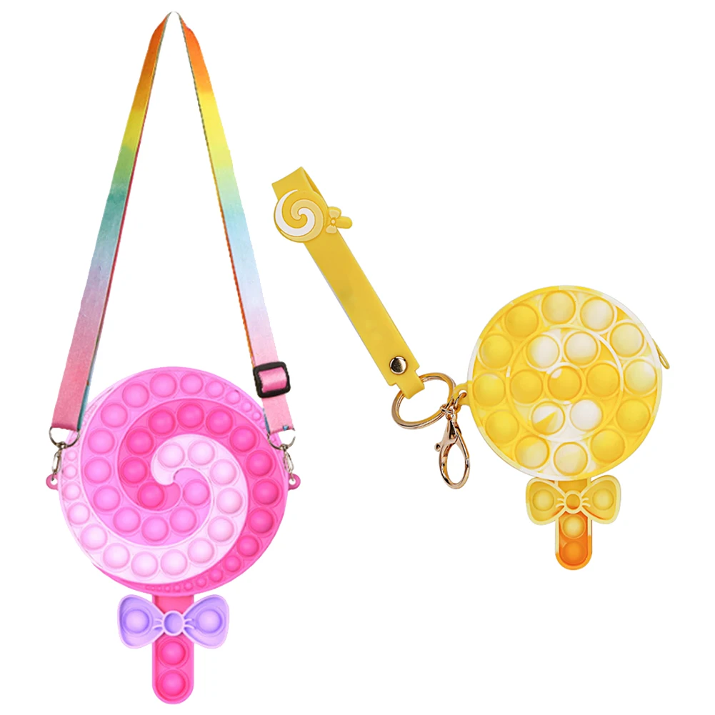 

Пузырчатая Сумка-брелок, сжимаемая сенсорная игрушка, антистрессовая сумка через плечо, многофункциональная щетка для чистки
