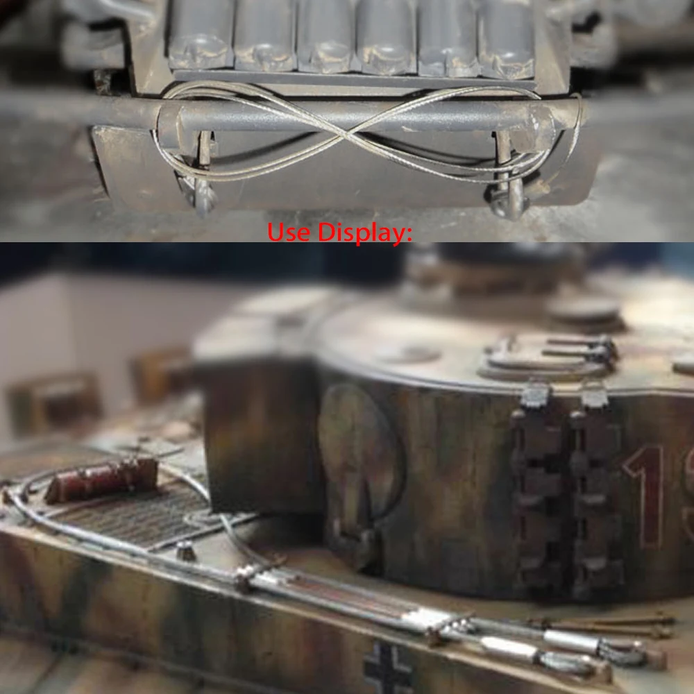 

1/6 Sca Action Figure Accessory 2PCS/P 1/6th WWII German Soldier Metal Wire Rope Trailer Rope Tow Model F 12"Tank Pulling Model