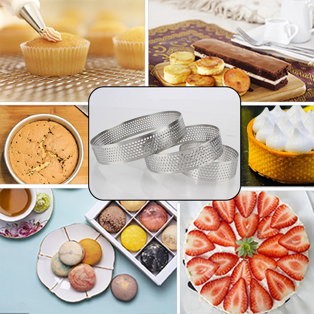 6 8 10 см перфорированная клетчатая форма для торта мусса Tart из нержавеющей стали