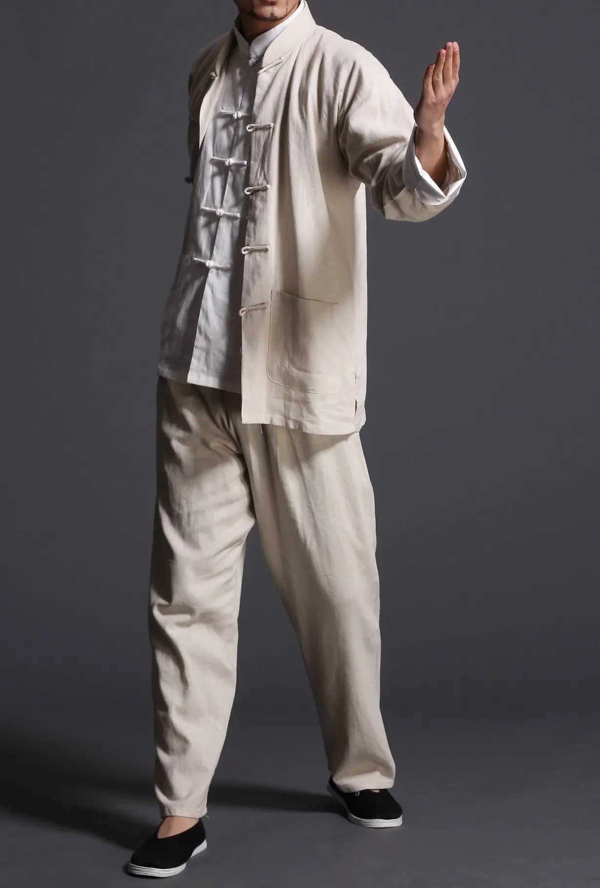 3 шт./компл. цвета мужские комплекты одежды из льна и хлопка для тренировок по