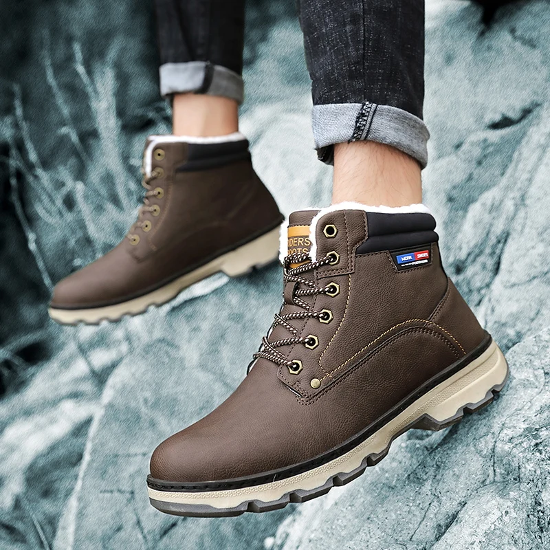 KATESEN/мужские ботинки зимние мужские из толстого плюша зимняя теплая нескользящая