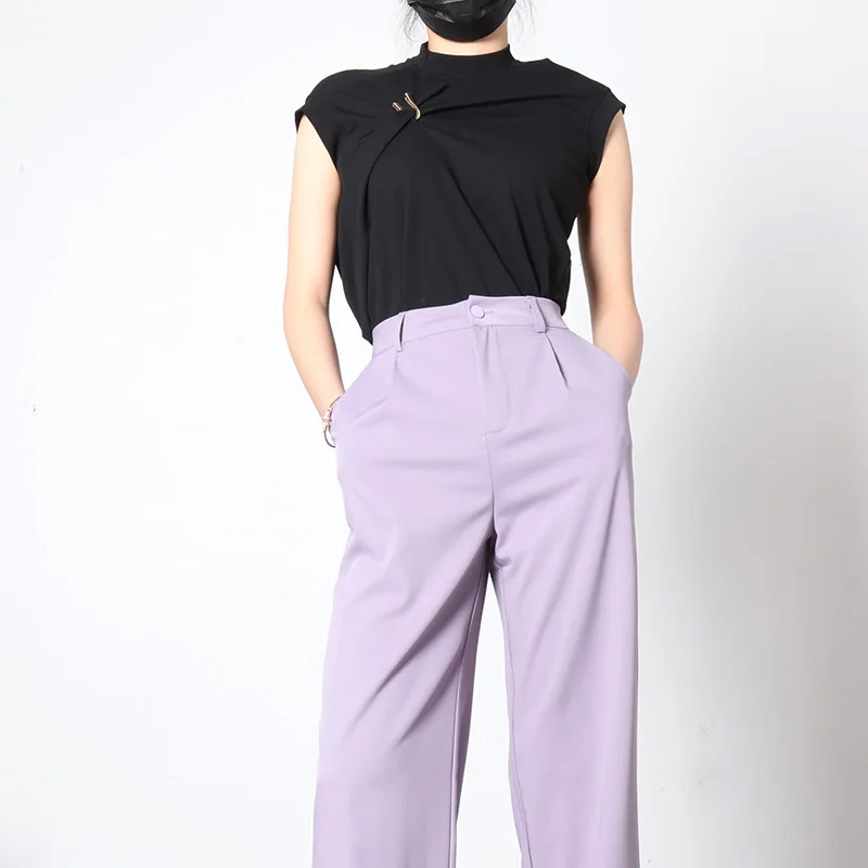 

Black White Women's T-shirt O Neck Sleeveless Loose Ruched All Match Tops Female 2020 Summer Fashion New