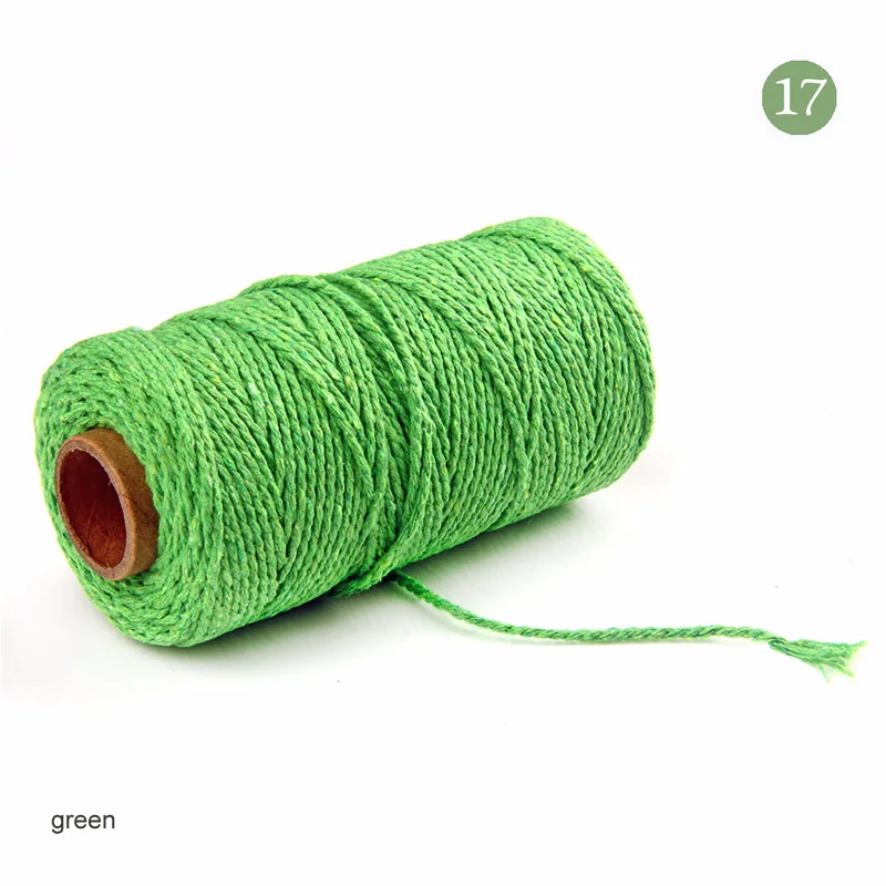 green 100 ярдов, 19 цветов, хлопковые шнуры, ручная работа, нить для шитья, ручная работа, ручная работа, шнурок, сделай сам, Свадебный декор, поставка, веревка, ремесло, скрученный шнур макраме - Цвет: green