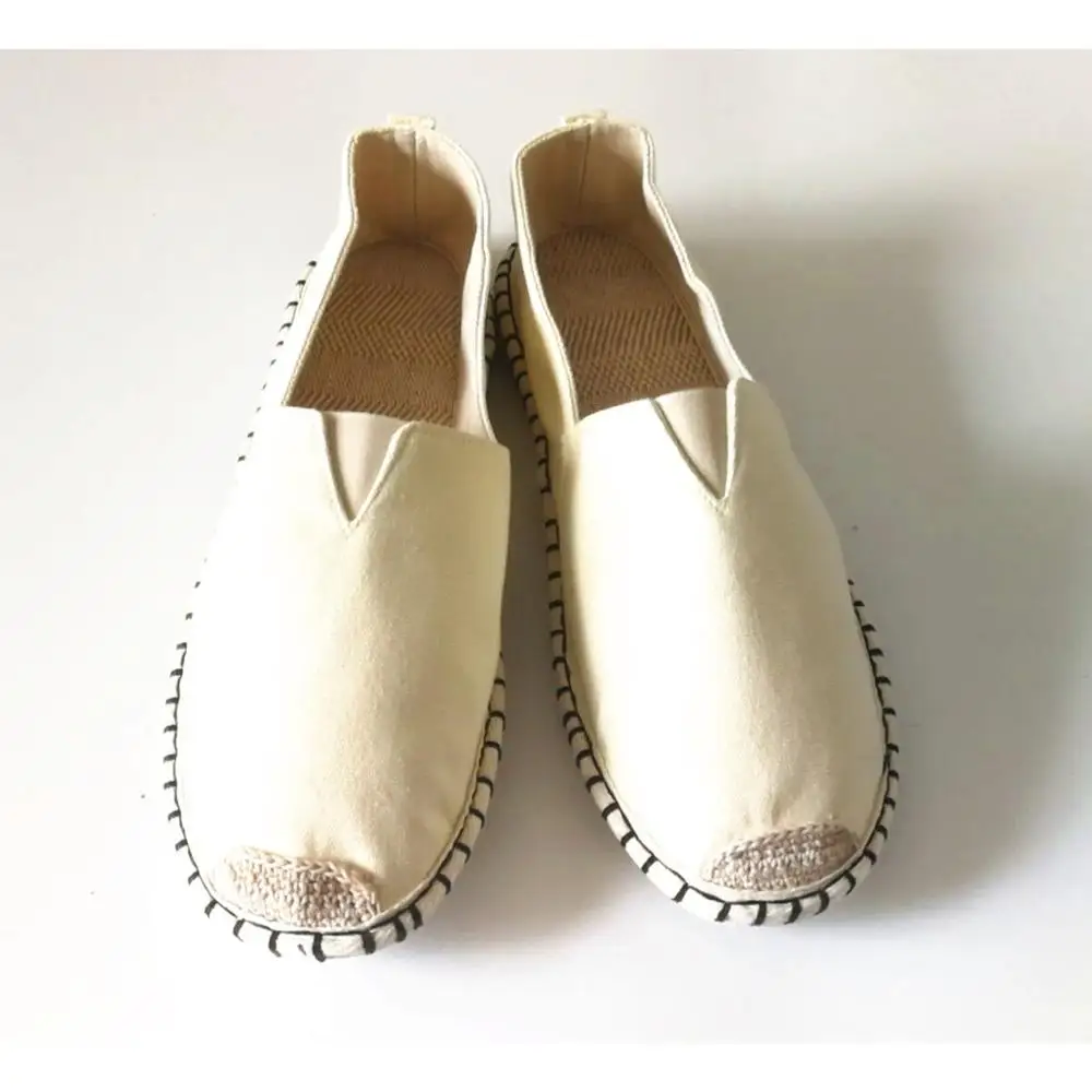 Unisex Handmade Canvas Loafers Slip On Espadrilles Casual Kungfu Exercise Shoes Blue Beige Zapatillas Sapatos Flat Shoes