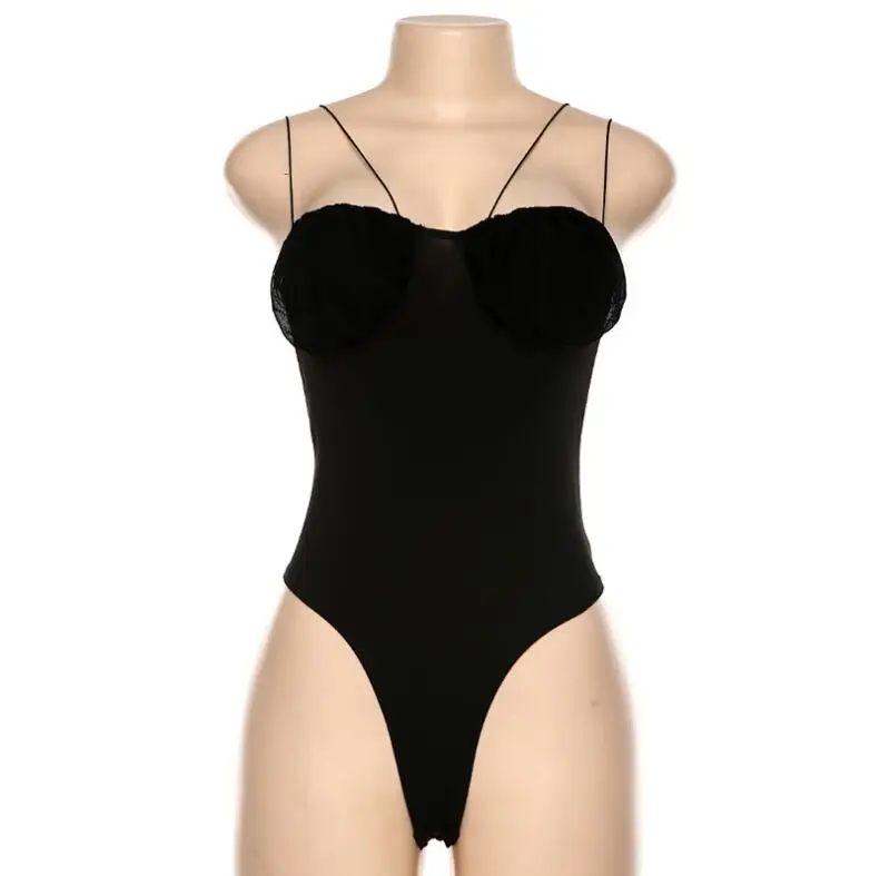 

New women's suspenders and one-neck sexy halter slim bodysuit