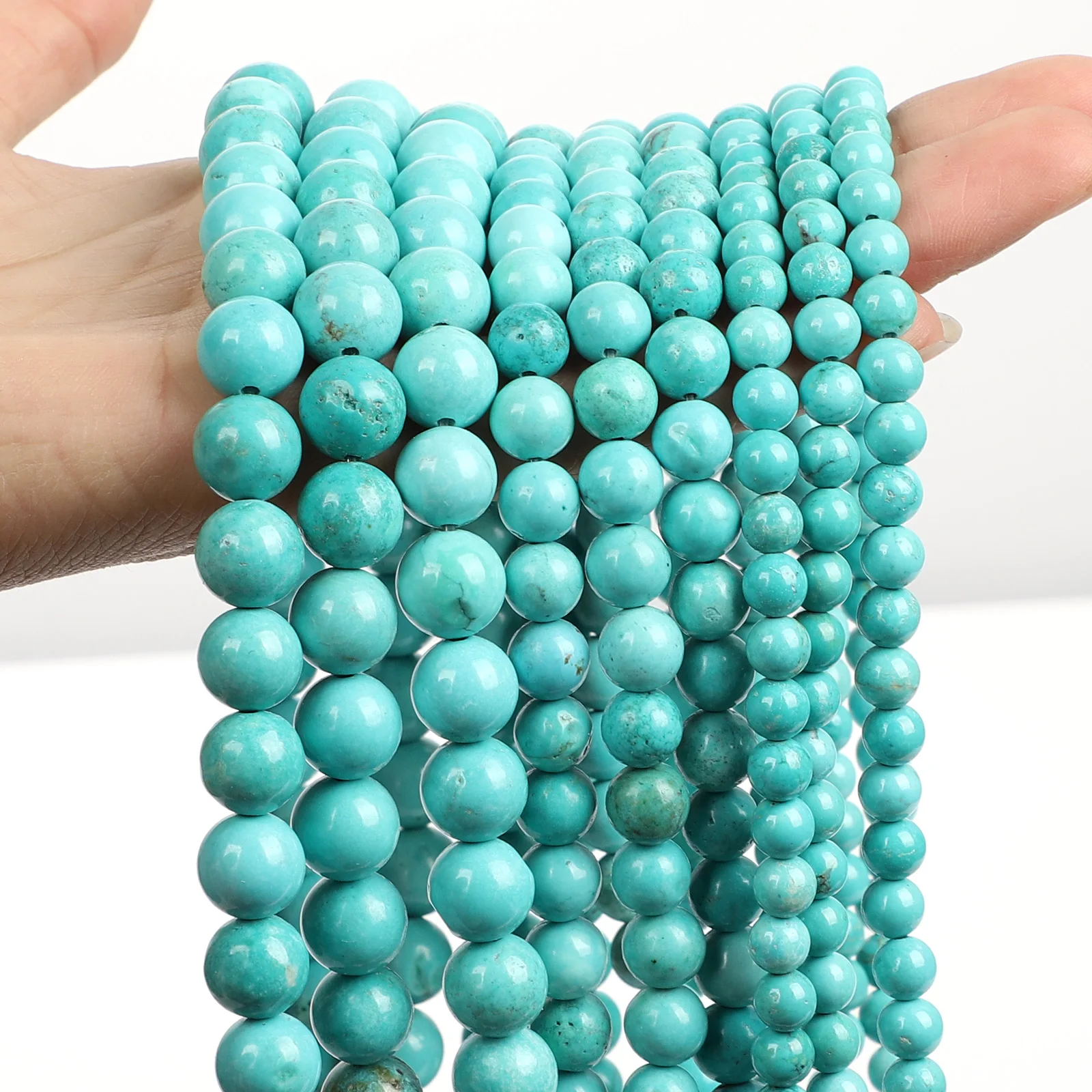 Натуральный бирюзовый камень, Синий Круглый свободный разделитель Howlite для изготовления ювелирных изделий, аксессуары для браслетов и ожерелий DIY, 4/6/8/10/12 мм