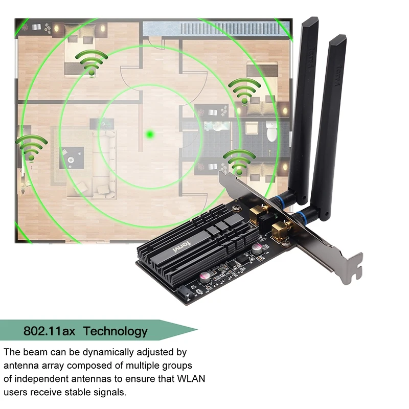 

Fenvi PCIE Wifi Card 2400Mbps Dual Band 2.4G/5G 802.11AC/AX PCI-E 1X Wireless Adapter Bluetooth 5.0 Wifi 6 AX200NGW Network Card