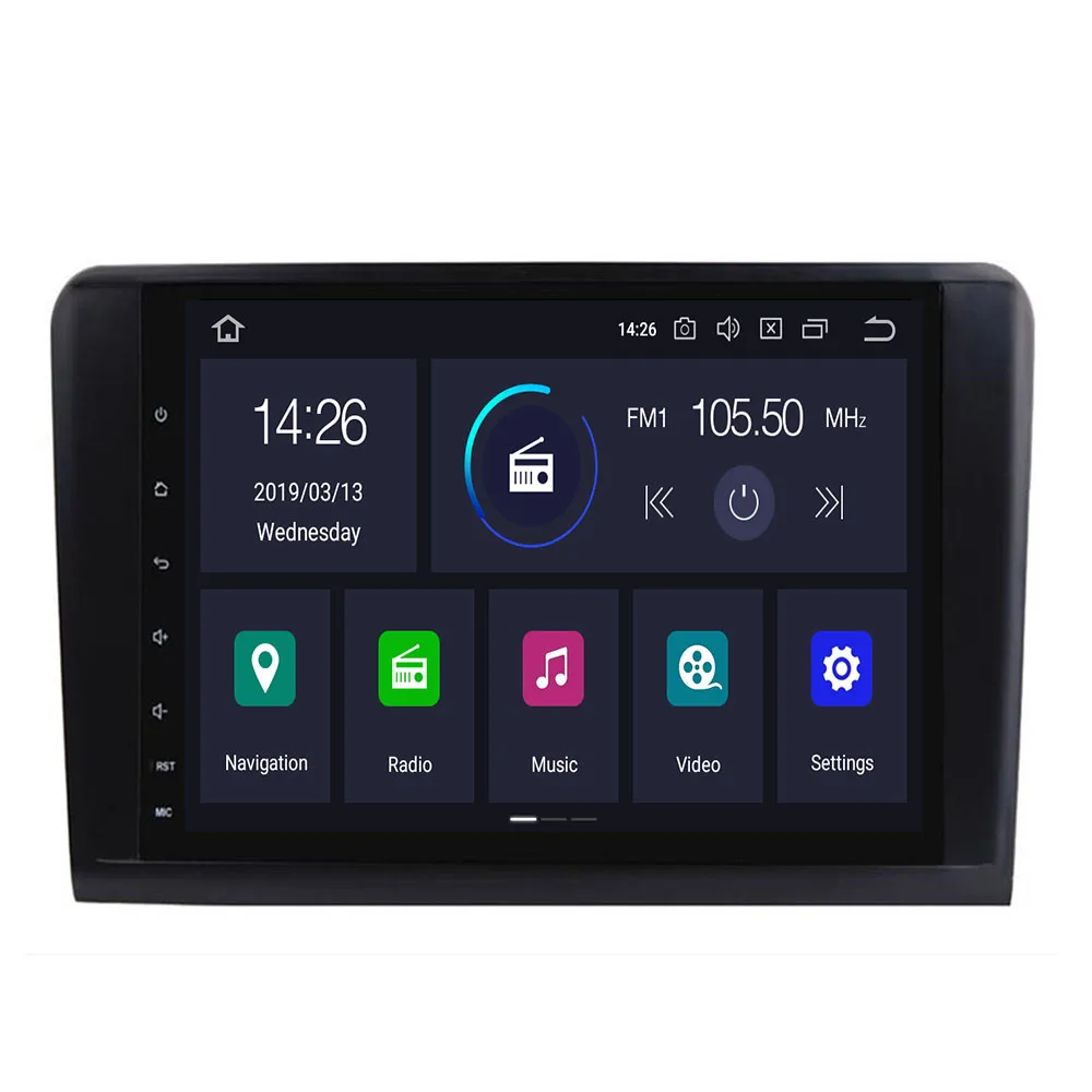 Автомобильный DVD проигрыватель Octa Core 9 дюймов на Android 10 с GPS для Mercedes Benz ML W164 W300 ML350