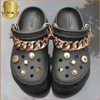 gilded chain croc charms designer alloy geometric patterns shoe decoration charm for croc jibs clogs kids boys women girls gifts