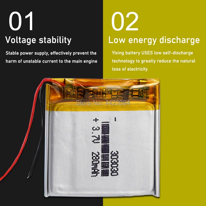 303030 перезаряжаемая 3 7 V 280mAh литий-ионная литиевая батарея литий-полимерная