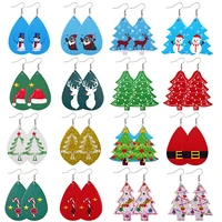 fashion christmas leather earrings dangle drop earrings pu leather earrings for women jewelry women gifts christmas jewelry