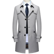 Thoshine Brand Spring Autumn Men Long Trench Coats Superior Quality Buttons Male Fashion Outwear Jackets Windbreaker Plus Size