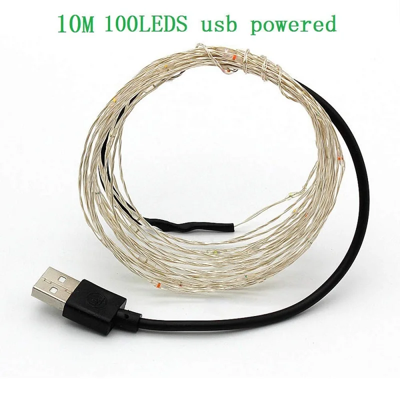 10M 100LEDS USB Рождественский светильник s медный провод светодиодный светильник для бутылки вина Сказочный светильник 1 м 2 м 3M 5 м 10 м вечерние свадебные украшения для домашней комнаты гирлянда - Испускаемый цвет: 10M 100LEDS USB