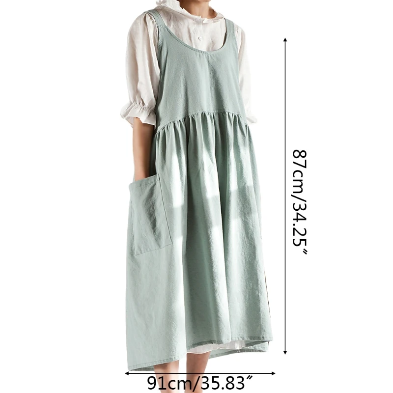 

Nordic Simple Florist Apron Cotton Linen Gardening Coffee Shop Kitchen Aprons with Pocket for Cooking Baking Y9UA